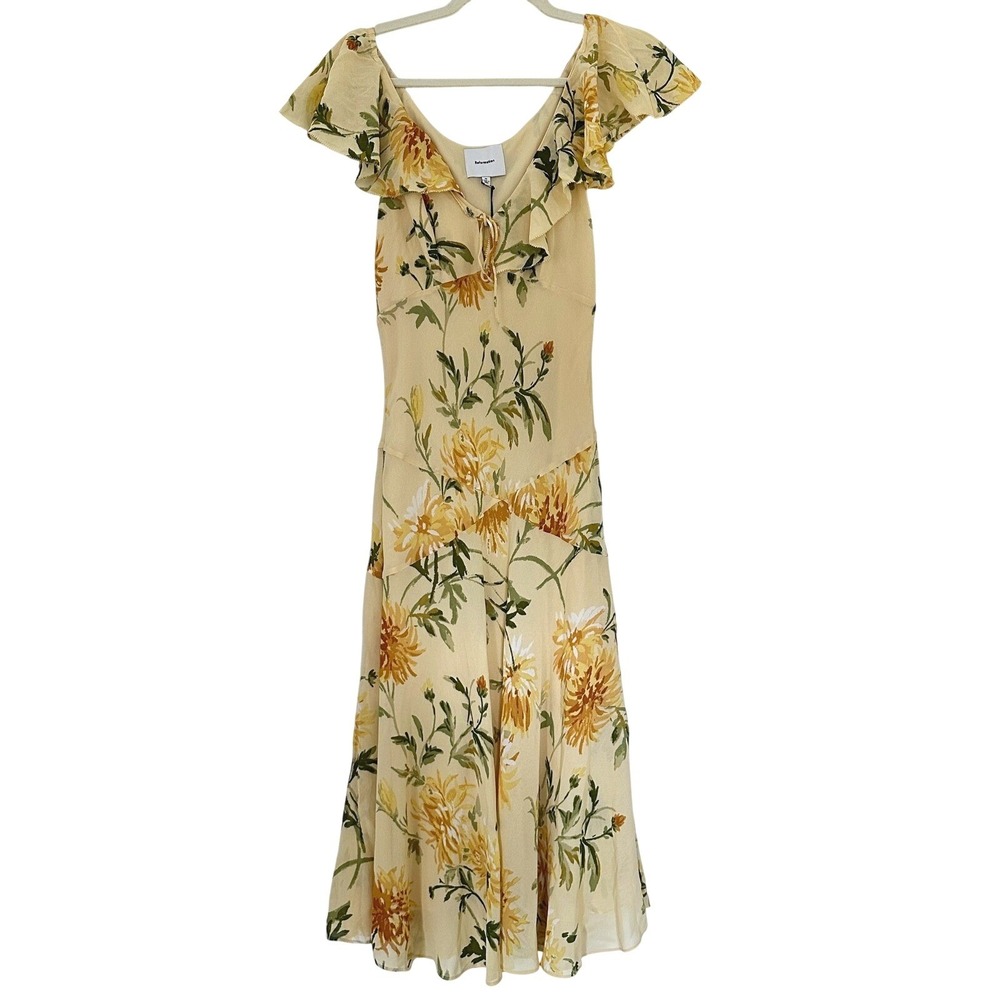 NWT Reformation Gaelle Dress in Honeyglow Size M | Yellow Floral Midi Dress - Picture 7 of 11